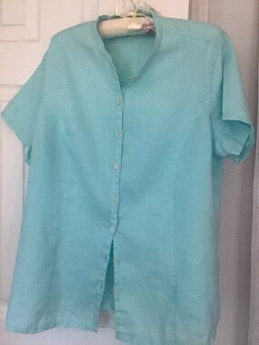 Eddie Bauer short sleeve linen 1x blouse
